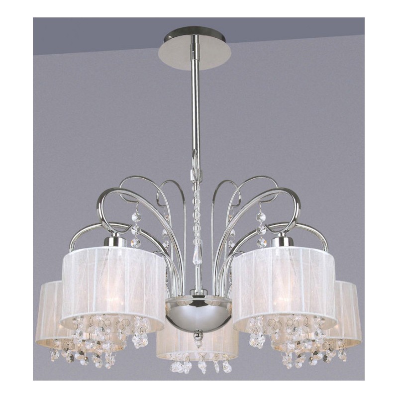Sklep Mylight|Lampa wisząca Span MDM1583/5 WH Italux chrom stop metali, kryształ, tkanina|783,01 zł|509,27 zł|Lampy wiszące / żyrandole|5900644346081