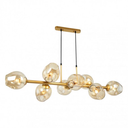 Lampa wisząca Borgo PND-30843-8 GD+AMB Italux złoty, miodowy stal, szkło