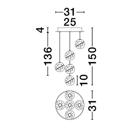 Lampa wisząca CUYO LE44212 Luces Exclusivas
