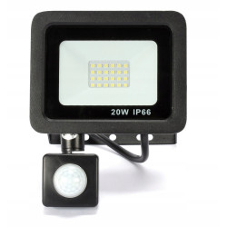 Naświetlacz LED 20W z czujnikiem halogen barwa biała neutralna 4000K DomenoLED