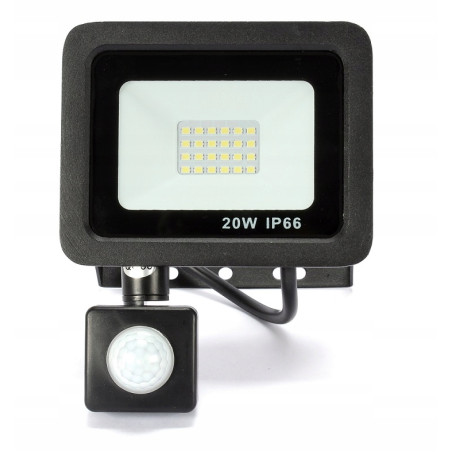 Naświetlacz LED 20W z czujnikiem halogen barwa biała neutralna 4000K DomenoLED