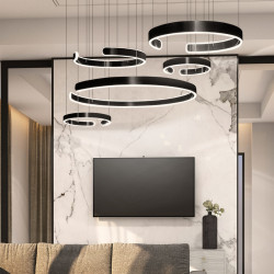 Lampa wisząca czarna 5 okręgów 326W DL-I01 + Pilot LARA DomenoLED