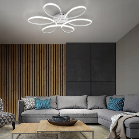 LAMPA DEKORACYJNA OKRĘGI 100W + PILOT BIAŁA DL-J05 FIORE DomenoLED