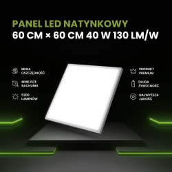 Panel LED natynkowy 60x60 40W biały PL-C05 130lm/W 4000K barwa neutralna DomenoLED