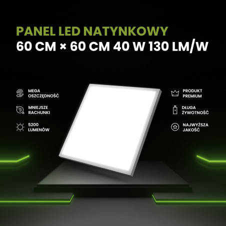 Panel LED natynkowy 60x60 40W biały PL-C05 130lm/W 4000K barwa neutralna DomenoLED