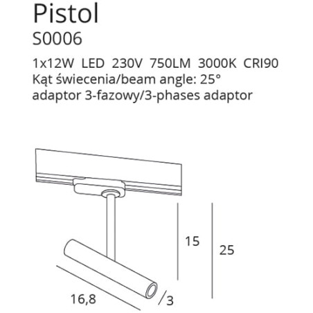 NOWOŚĆ Maxlight S0006 Pistol - Lampa do szynoprzewodu 3F