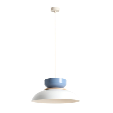 NOWOŚĆ LAMPA WISZĄCA ALDO LIGHT WHITE GLOSS + DUSTY BLUE (47+ 23+ wood) Aldex