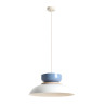 NOWOŚĆ LAMPA WISZĄCA ALDO LIGHT WHITE GLOSS + DUSTY BLUE (47+ 23+ wood) Aldex