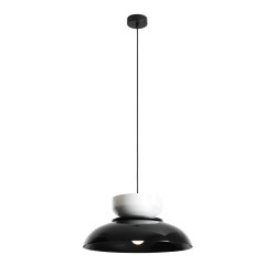 NOWOŚĆ LAMPA WISZĄCA ALDO DARK BLACK GLOSS + WHITE GLOSS (47+ 23+ wood) Aldex