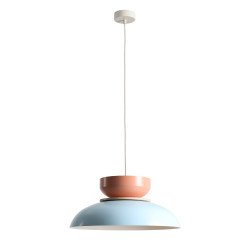 NOWOŚĆ LAMPA WISZĄCA ALDO LIGHT BABY BLUE + CORAL (47+ 23+ wood) Aldex