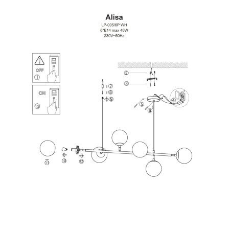 NOWOŚĆ Lampa wisząca Alisa złota 6xE14 Light Prestige
