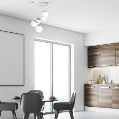 NOWOŚĆ MLP5426 Lampa wisząca SFERA WOOD 5xE14 Milagro