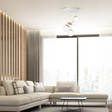 NOWOŚĆ MLP5426 Lampa wisząca SFERA WOOD 5xE14 Milagro