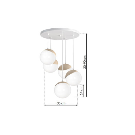 NOWOŚĆ MLP5426 Lampa wisząca SFERA WOOD 5xE14 Milagro