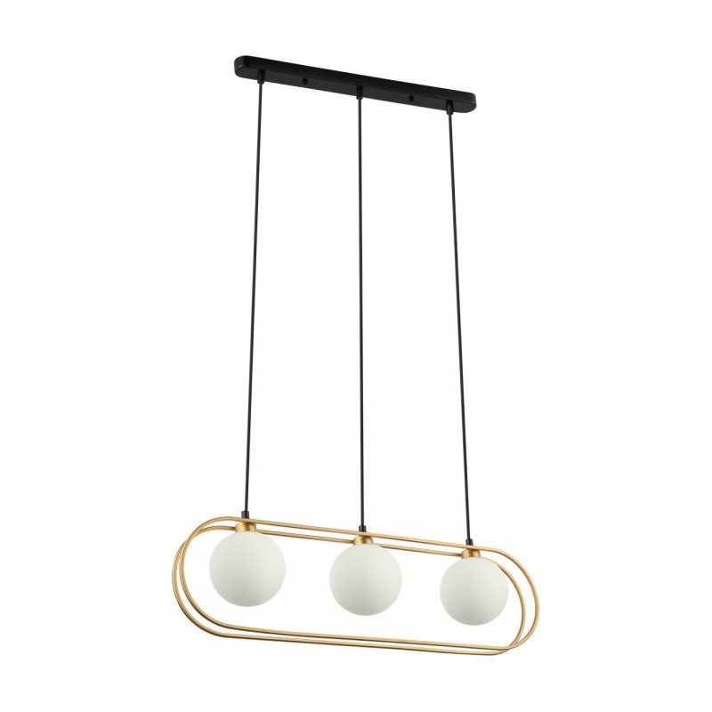 Lampa wisząca Grosetta PND-53423-3-GD Italux złoty, czarny stal, szkło