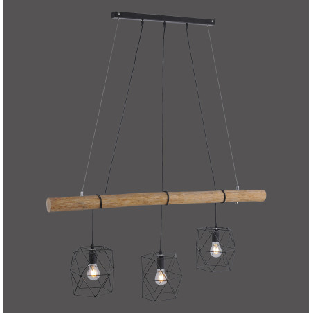NOWOŚĆ 15503-18 EDGAR LAMPA WISZĄCA CZARNY/DREWNO ZUMA LINE