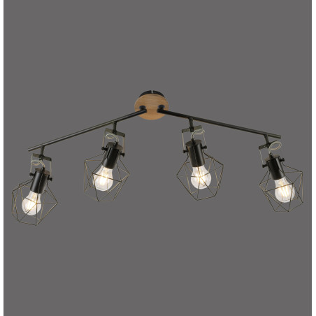 NOWOŚĆ 15674-78 JARO LAMPA SUFITOWA CZARNY/DREWNO ZUMA LINE