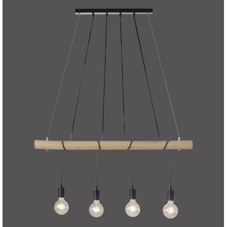 NOWOŚĆ 15505-18 TERO LAMPA WISZĄCA DREWNO/CZARNY ZUMA LINE