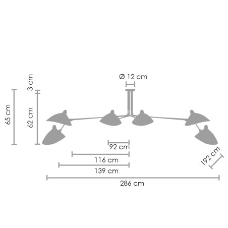 Lampa wisząca CRANE-6P czarna 280 cm P8706 Step into Design