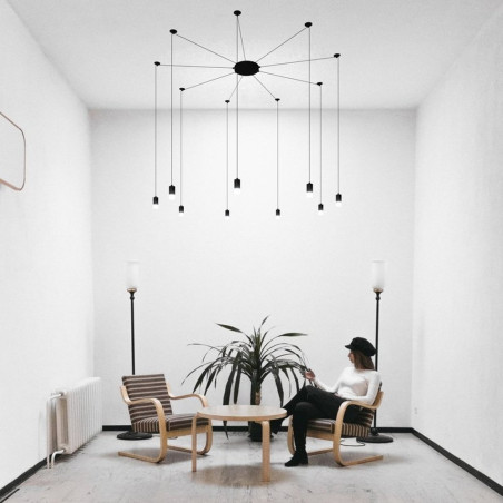 Lampa wisząca LINEA-9 czarna XT005-9P Step into Design