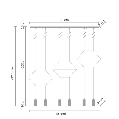 Lampa wisząca LINEA-6 LONG czarna 100 cm XT100-6P Step into Design