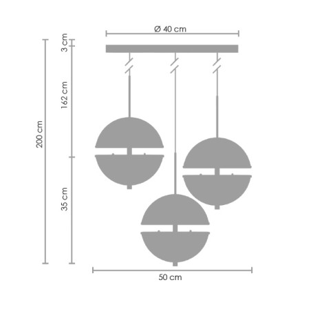 Lampa wisząca SFERA-3 LED złota 50 cm MP0094-3 Step into Design
