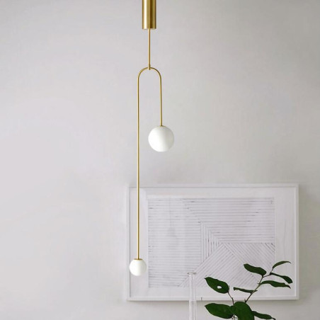 Lampa wisząca LOOP złota 123 cm z białymi kloszami - nowoczesna do salonu ST-8928S brass Step into Design