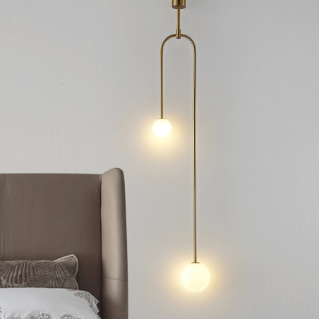 Lampa wisząca LOOP złota 123 cm z białymi kloszami - nowoczesna do salonu ST-8928S brass Step into Design