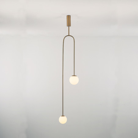 Lampa wisząca LOOP złota 123 cm z białymi kloszami - nowoczesna do salonu ST-8928S brass Step into Design