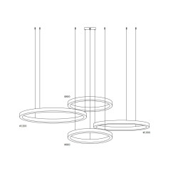Lampa wisząca CIRCLE 80+80+100+120 LED mosiądz na 1 podsufitce ST-8848-80+80+100+120 brass Step into Design