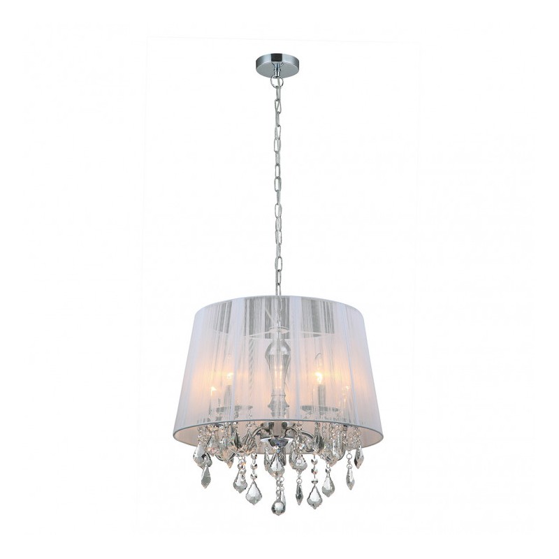 Lampa wisząca Cornelia MDM-2572/5 W Italux chrom, biały stop metali, kryształ