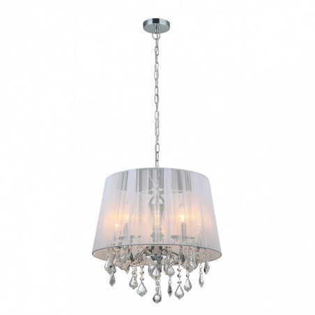 Lampa wisząca Cornelia MDM-2572/5 W Italux chrom, biały stop metali, kryształ