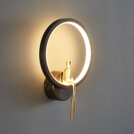 Lampa ścienna AMICI RING LED czarno złota 27 cm ST-B3607 black Step into Design
