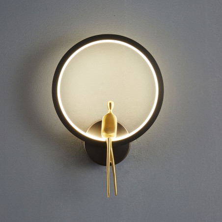 Lampa ścienna AMICI RING LED czarno złota 27 cm ST-B3607 black Step into Design