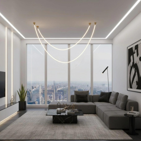 Lampa wisząca SNAKE LED 300 cm - elastyczny przewód LED, 3000K, złote uchwyty MD1021-3 gold Step into Design