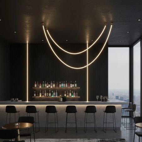 Lampa wisząca SNAKE LED 400 cm - elastyczny przewód LED, 3000K, złote uchwyty MD1021-4 gold Step into Design