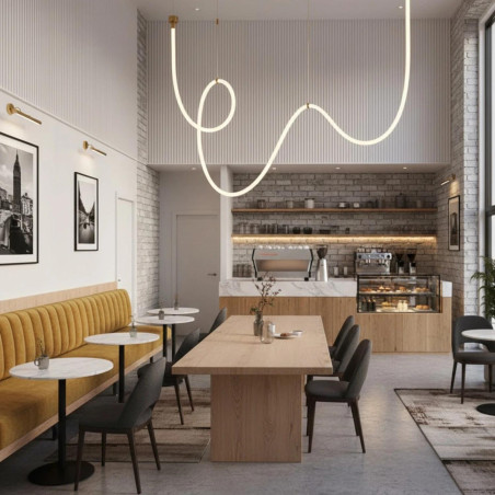 Lampa wisząca SNAKE LED 400 cm - elastyczny przewód LED, 3000K, złote uchwyty MD1021-4 gold Step into Design