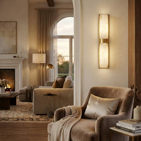 Lampa ścienna MURO LED 66 cm - biały alabaster, złote detale ST-3426-AGB-CE Step into Design
