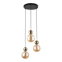 NOWOŚĆ 10898 SIA GOLD LAMPA WISZACA Potrójna z bursztynowymi kloszami 3XG9 Tk Lighting