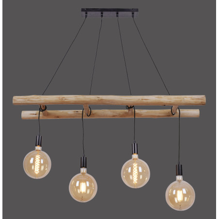 NOWOŚĆ 15025-18 EDGAR LAMPA WISZĄCA CZARNY/DREWNO ZUMA LINE