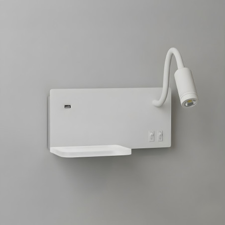 NOWOŚĆ ML0694 Lampa nocna z półką Shelf Led 4W+5W+2W prawa Biały Milagro