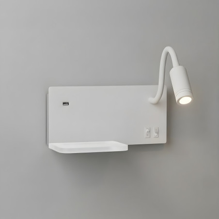 NOWOŚĆ ML0694 Lampa nocna z półką Shelf Led 4W+5W+2W prawa Biały Milagro