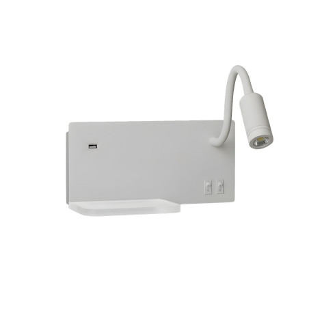 NOWOŚĆ ML0694 Lampa nocna z półką Shelf Led 4W+5W+2W prawa Biały Milagro