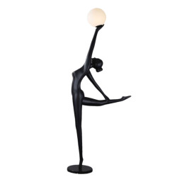 Lampa podłogowa WOMAN BALLERINA 210 cm - czarna figura tancerki z białym kloszem F9221