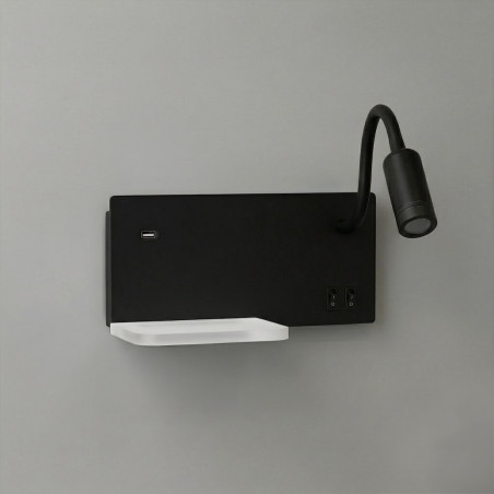 NOWOŚĆ ML2887 Lampa nocna z półką Shelf Led 4W+5W+2W prawa Czarny Milagro