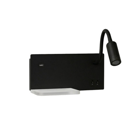 NOWOŚĆ ML2887 Lampa nocna z półką Shelf Led 4W+5W+2W prawa Czarny Milagro