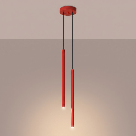 NOWOŚĆ Lampa wisząca PASTELO 2 czerwonaSL.2142 Sollux