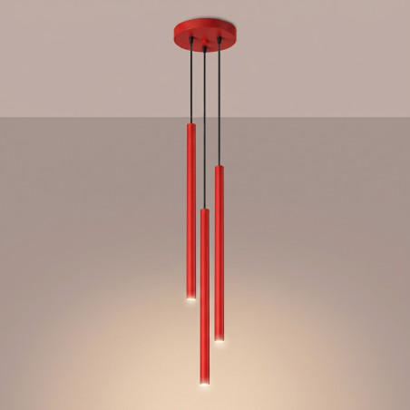 NOWOŚĆ Lampa wisząca PASTELO 3P czerwonaSL.2143 Sollux