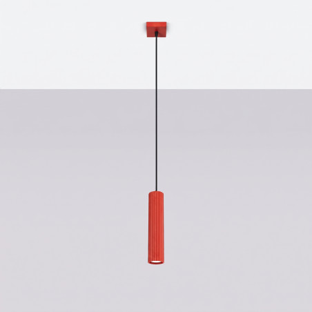 NOWOŚĆ Lampa wisząca KARBON 1 czerwonaSL.2335 Sollux