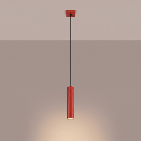 NOWOŚĆ Lampa wisząca KARBON 1 czerwonaSL.2335 Sollux